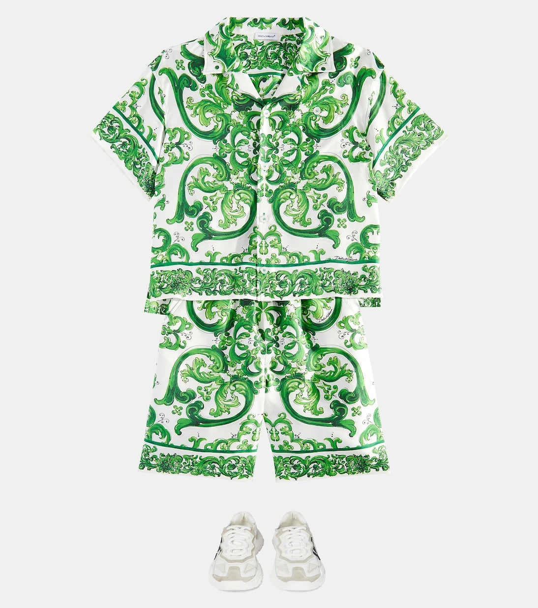 Dolce&Gabbana Kids - شورت برمودا حريري بنقشة المايوليكا