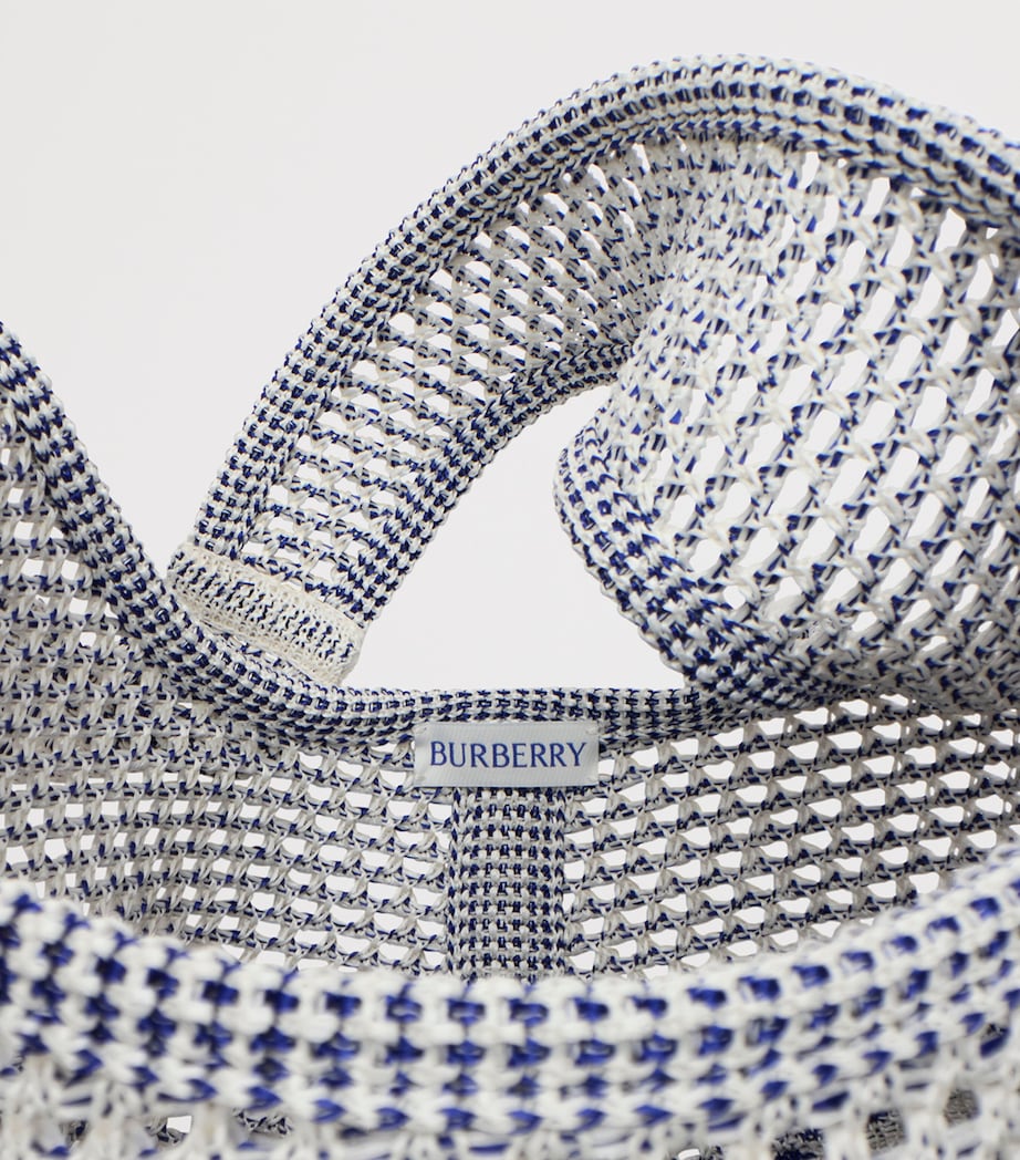 Burberry White Small Crochet Equestrian Knight Design Shoulder Bag