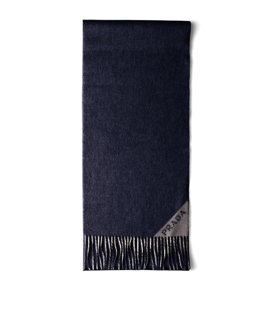 Blue Cashmere Double-Faced Scarf