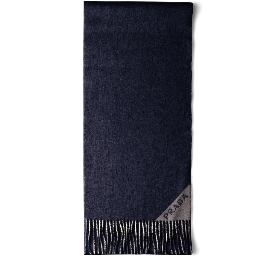 Blue Cashmere Double-Faced Scarf