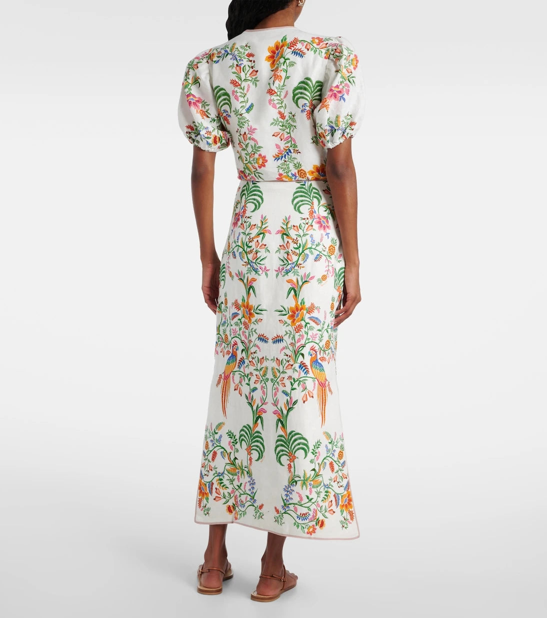 Farm Rio - Printed linen midi skirt