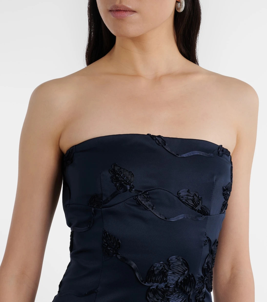 Rotate - Floral embroidered strapless midi dress