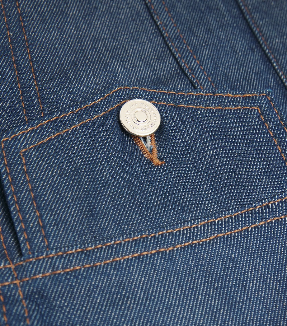 Blue Cropped Sleeveless Denim Jacket