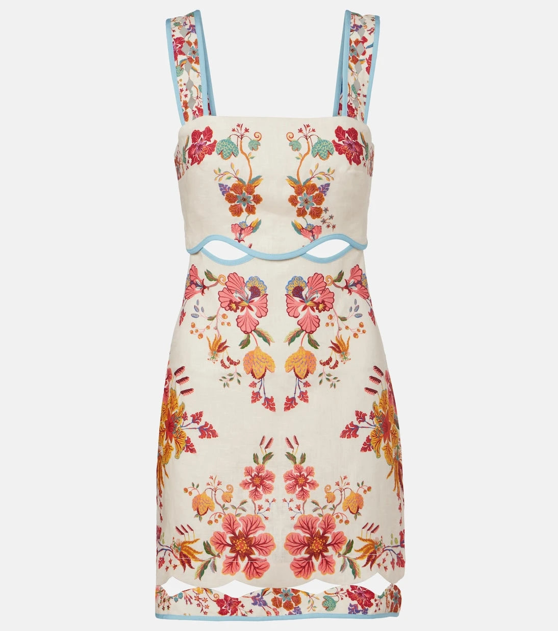 Farm Rio - Cutout floral linen minidress