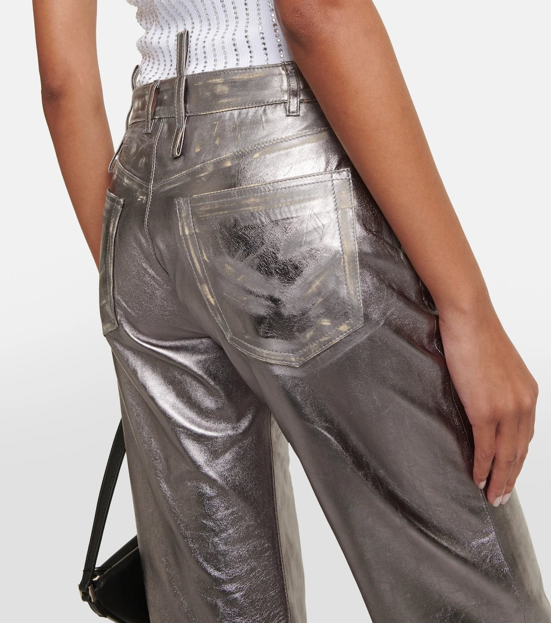 The Attico - Metallic leather straight pants