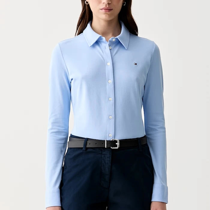 Tommy Hilfiger pamuk ve elastanlı kadın gömleği