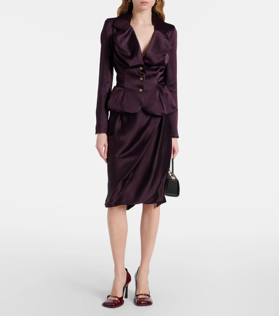 Vivienne Westwood - Drunken striped draped checked midi skirt