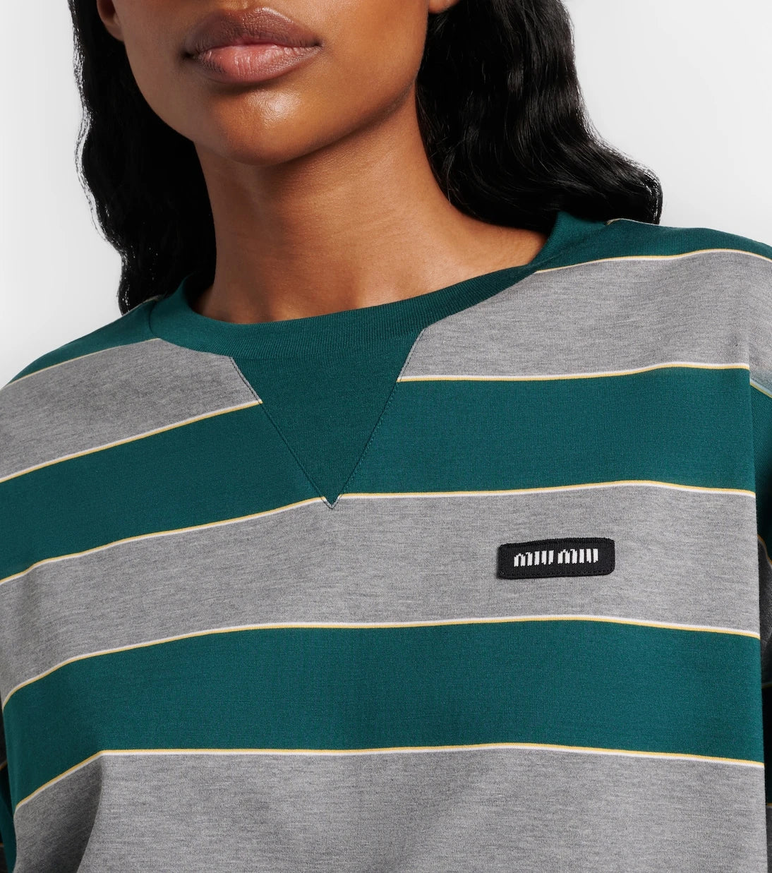 Miu Miu - Oversized striped cotton jersey sweatshirt
