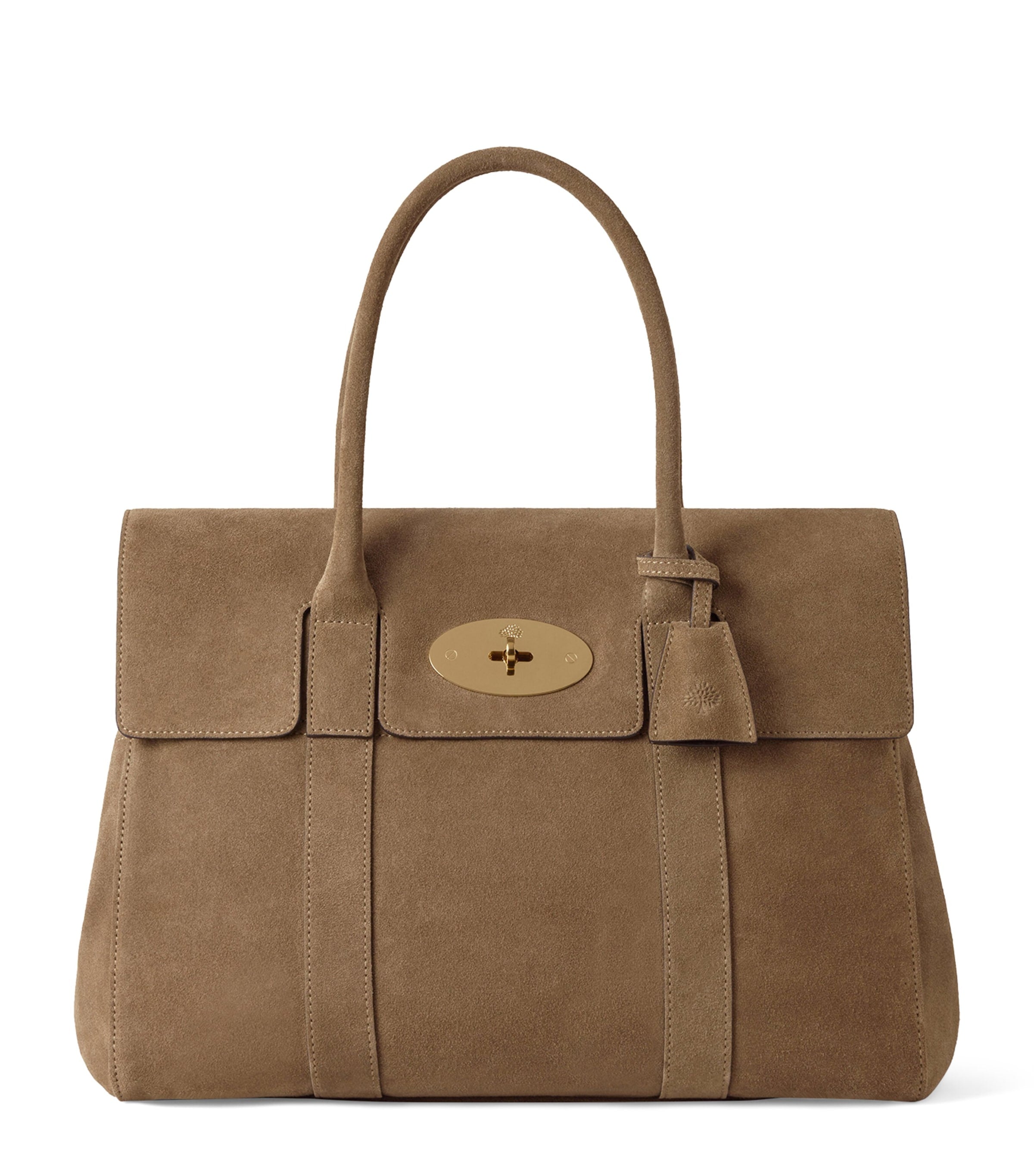 Mulberry Beige Suede Bayswater Top-Handle Bag
