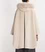 Yves Salomon Beige Wool-Cashmere Fur-Trim Cape Coat