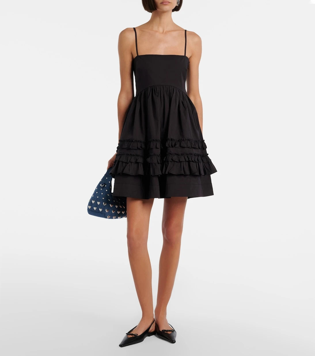 Ganni - Ruffled cotton-blend minidress