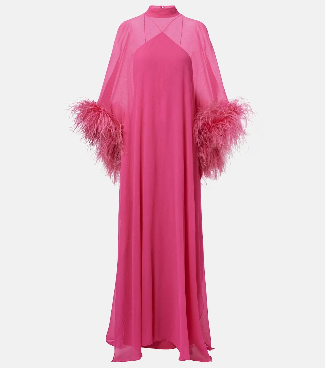 Taller Marmo - Penelope feather-trimmed silk kaftan