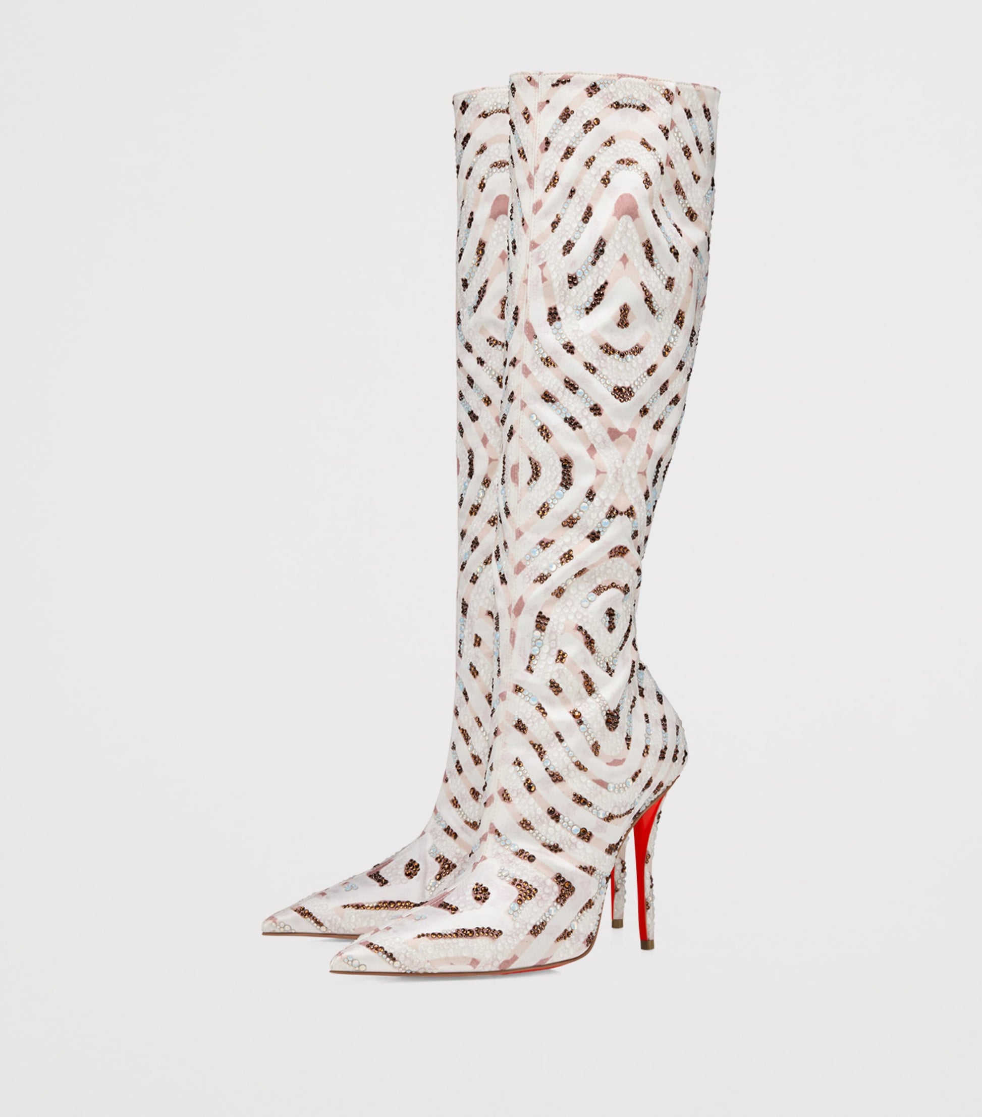 Multi Miss Z Silk Embellished Knee-High Boots 100