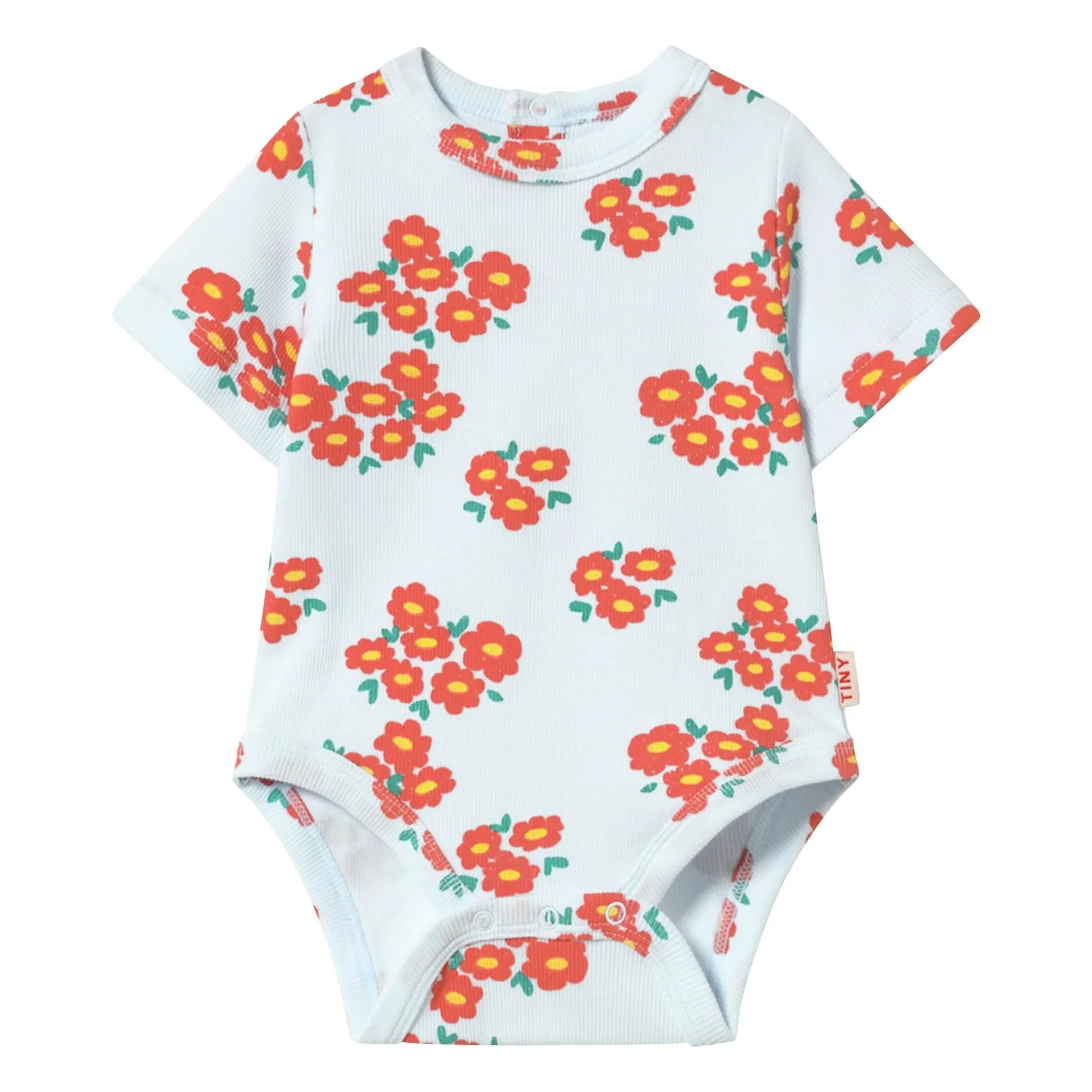 Tinycottons - Organic Cotton Flowered Bodysuit | Pale blue