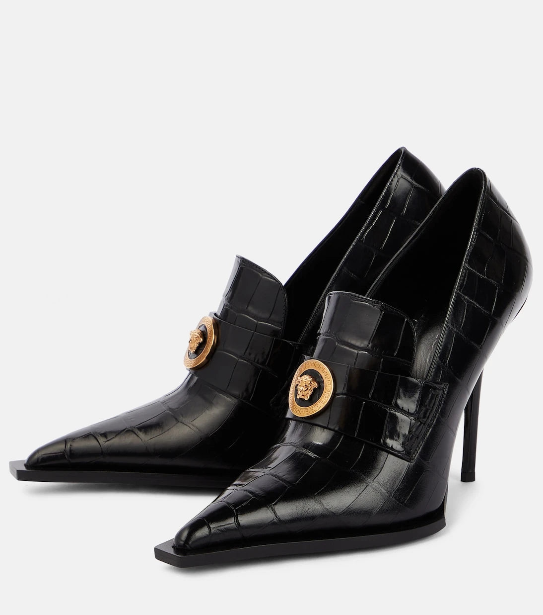 Versace - Croc-effect patent leather pumps