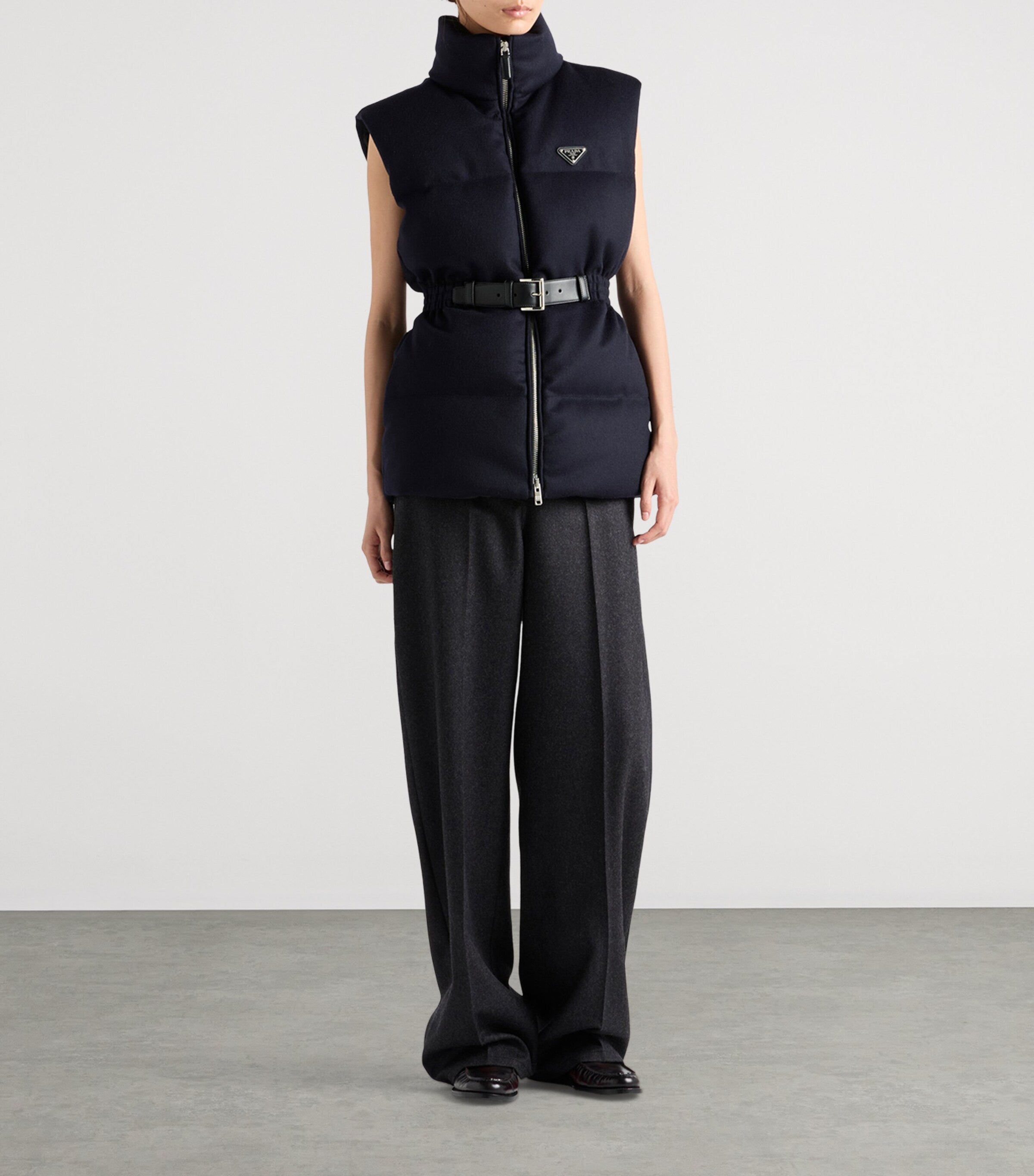 Prada Blue Wool Loden Down Gilet