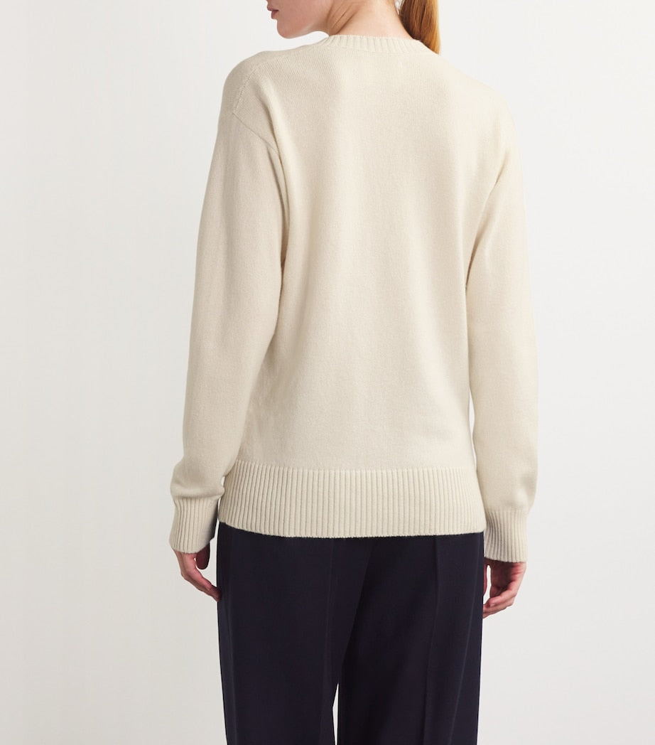 Ivory Cashmere V-Neck Sweater
