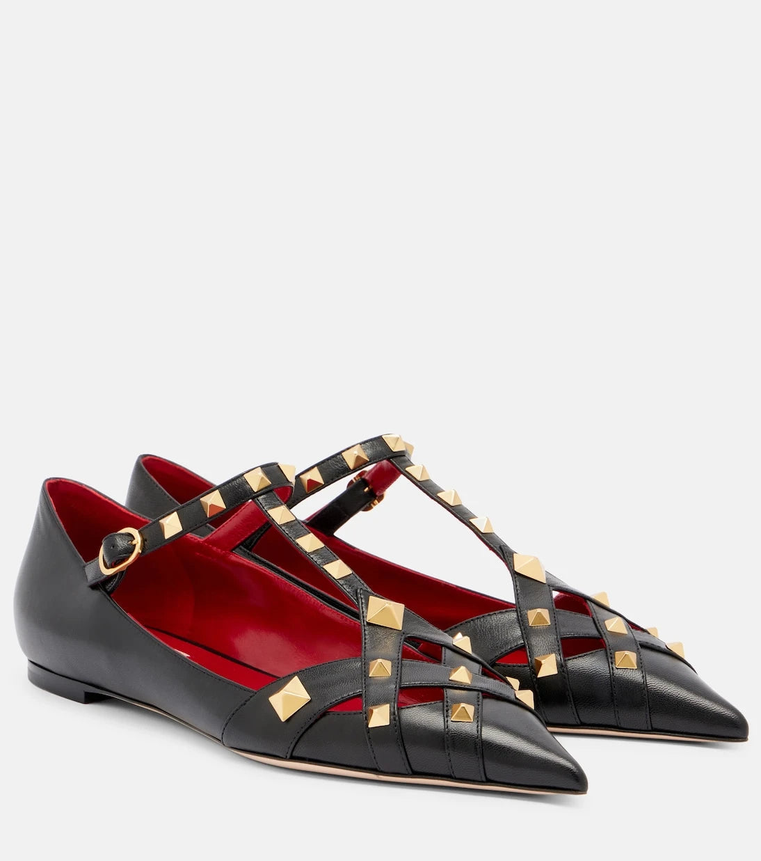 Valentino Garavani - Studdy leather Mary Jane flats