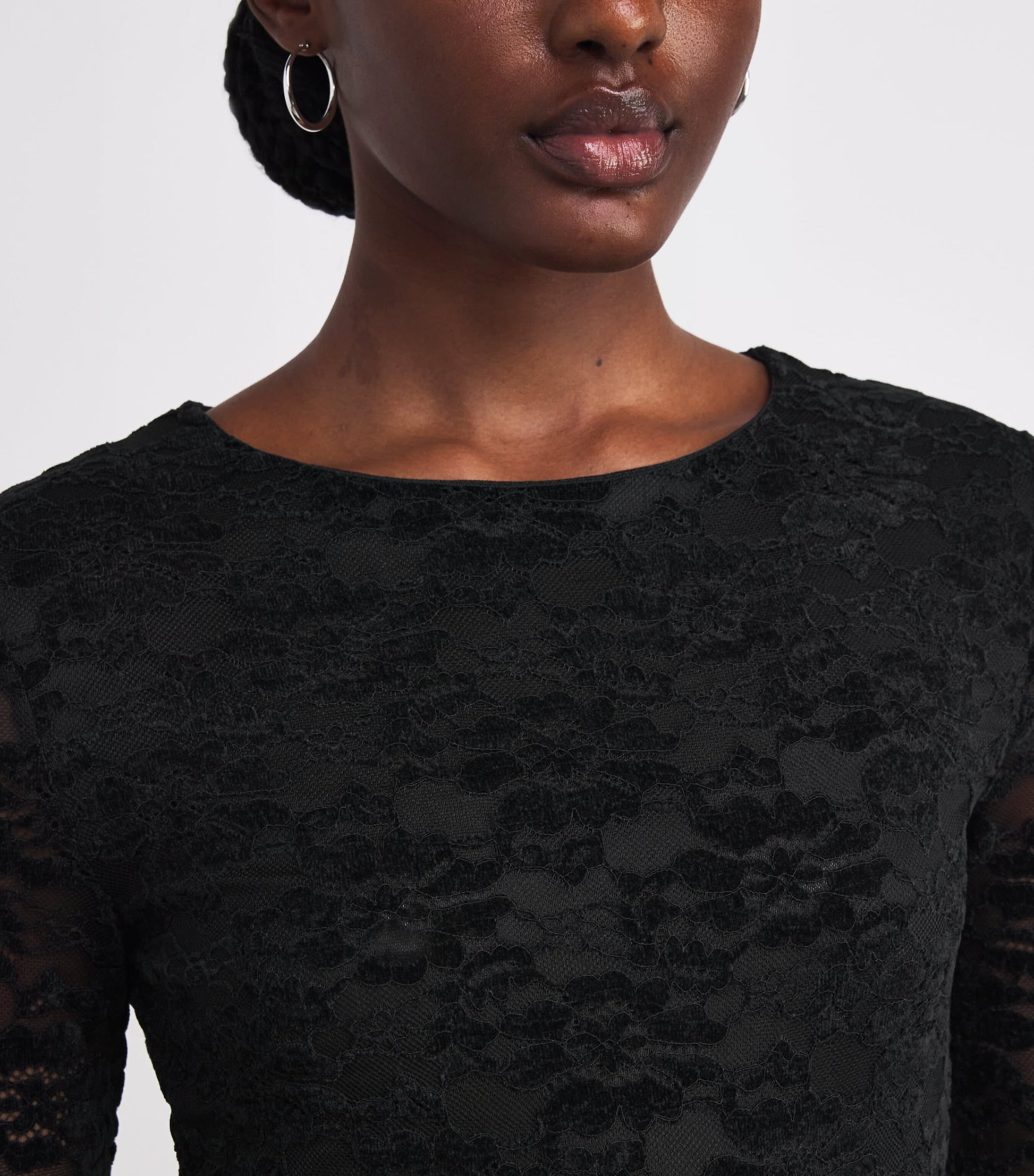 Maje Black Velvet-Lace Mini Dress