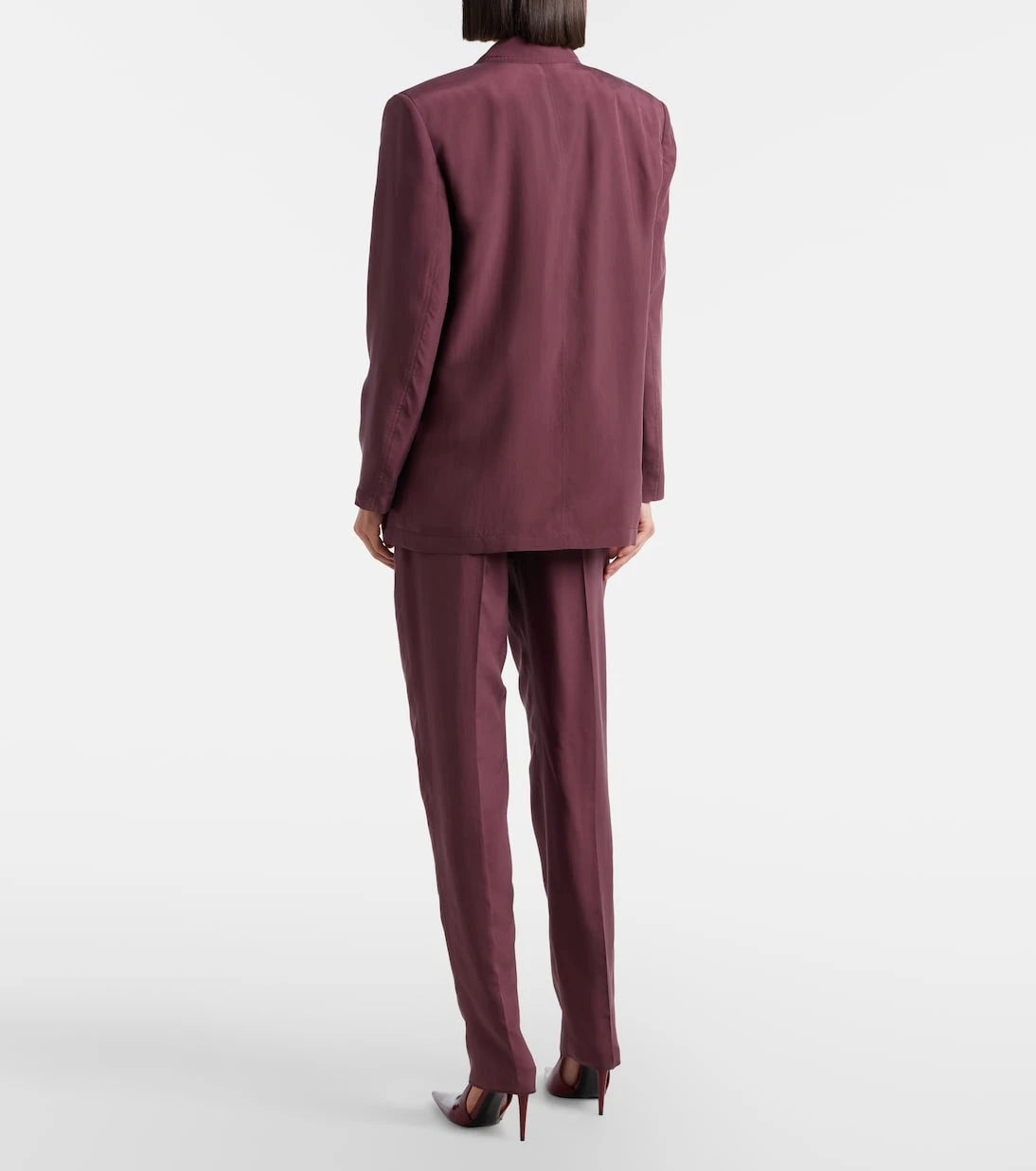 Saint Laurent - Plili ipek düz pantolon