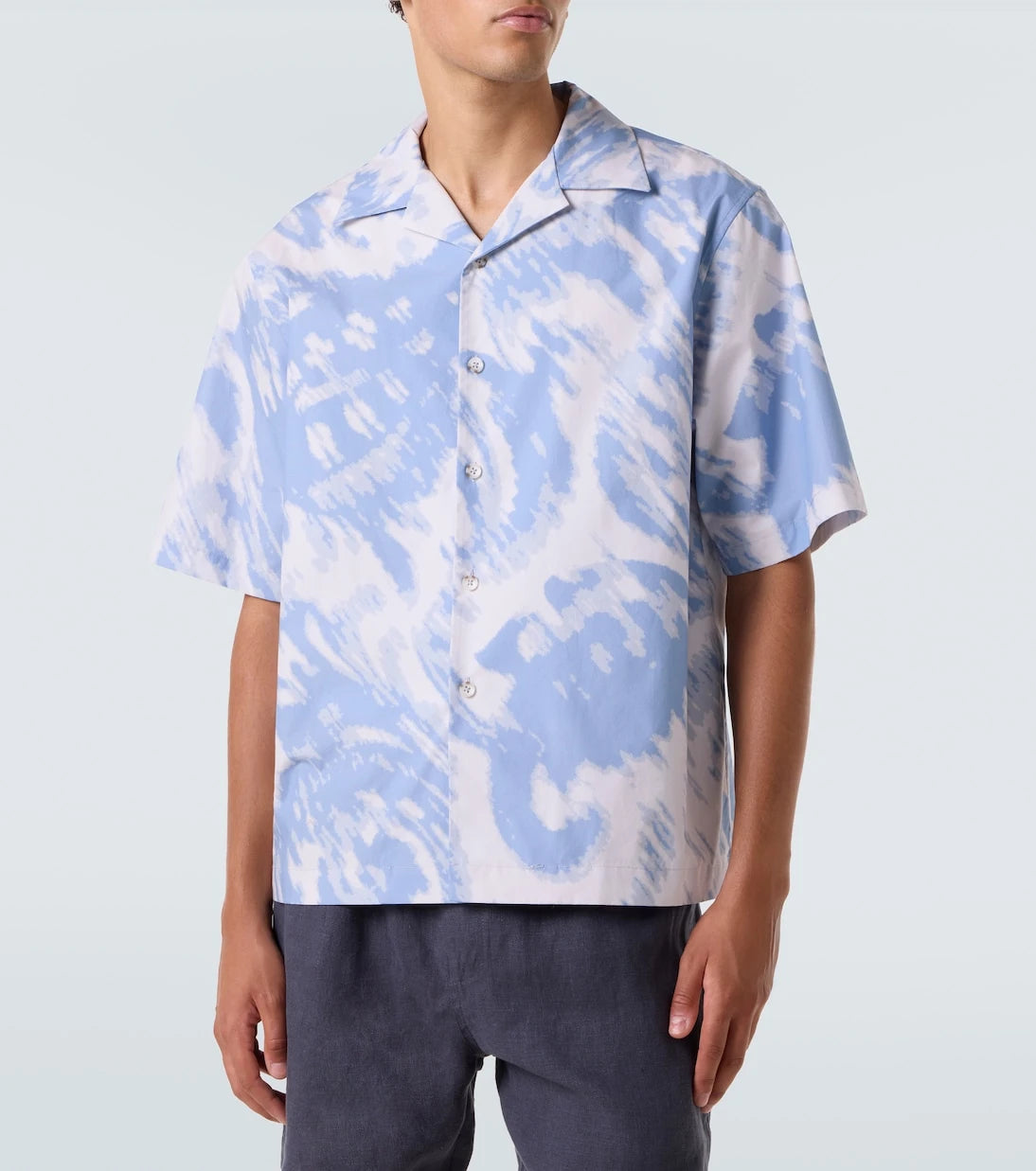 Commas - Printed cotton bowling shirt