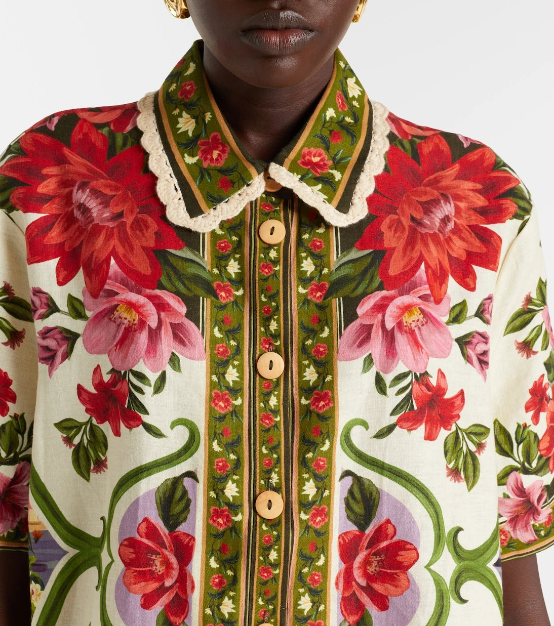Farm Rio - Wonder Rio oversized linen-blend shirt