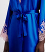 Blue Silk Lace-Trim Bénédicte Short Robe