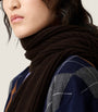 Brown Wool-Cashmere Logo Scarf