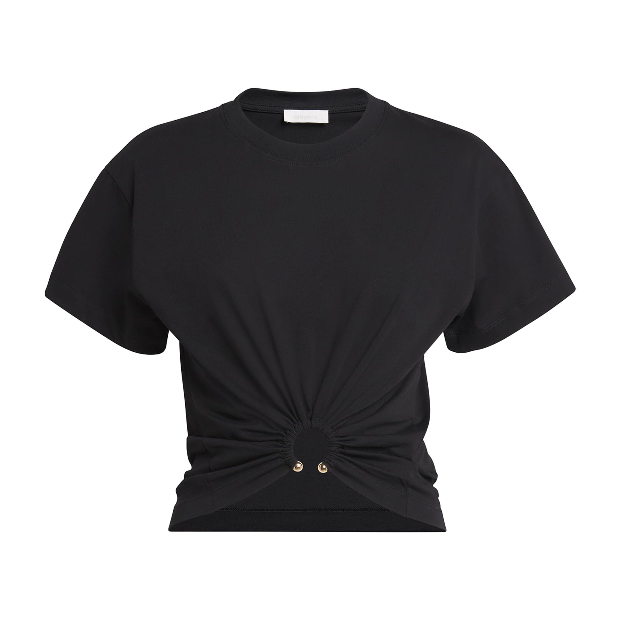 Paco Rabanne Black Jersey Ring-Gathered Crop Top