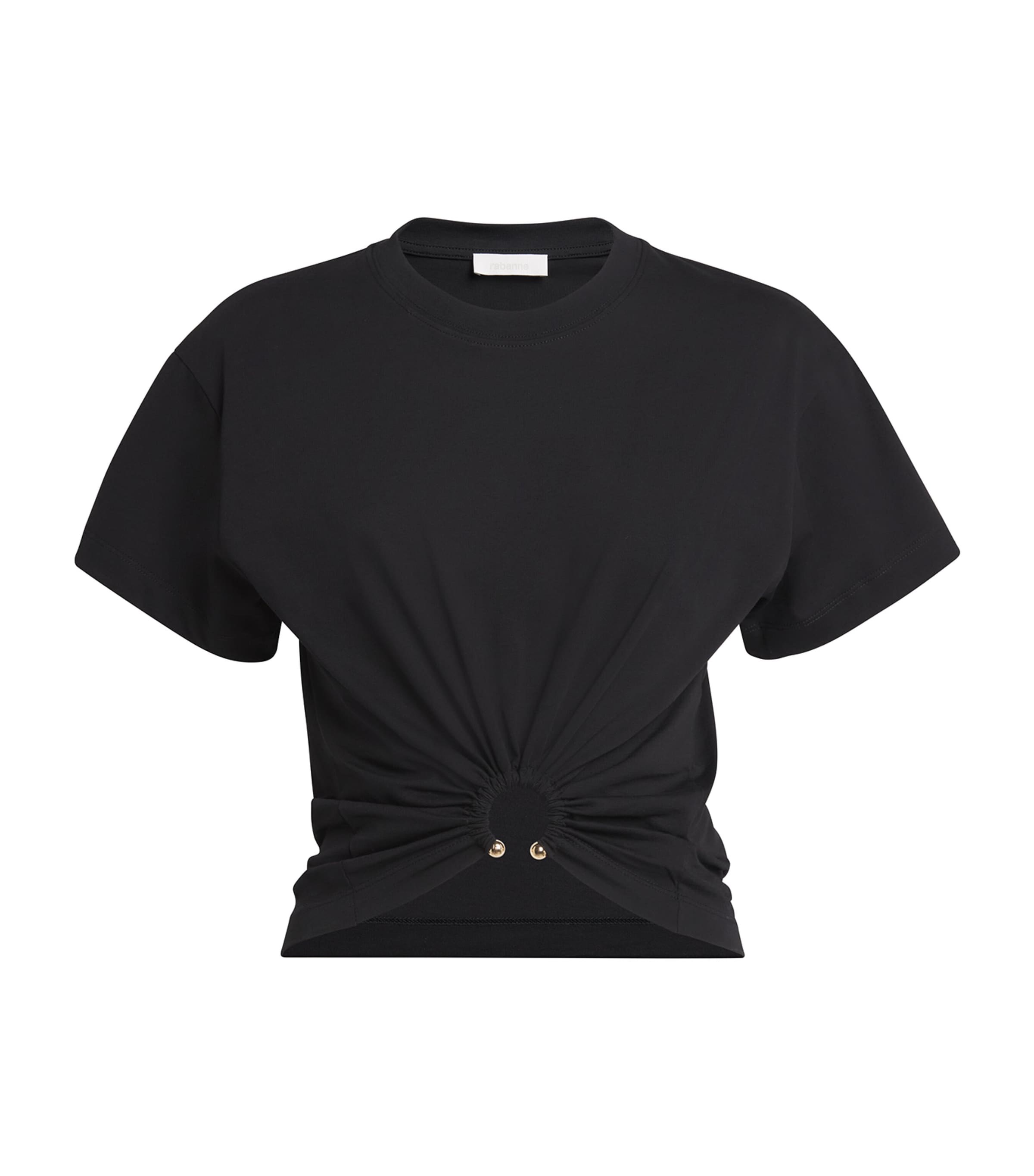 Paco Rabanne Black Jersey Ring-Gathered Crop Top
