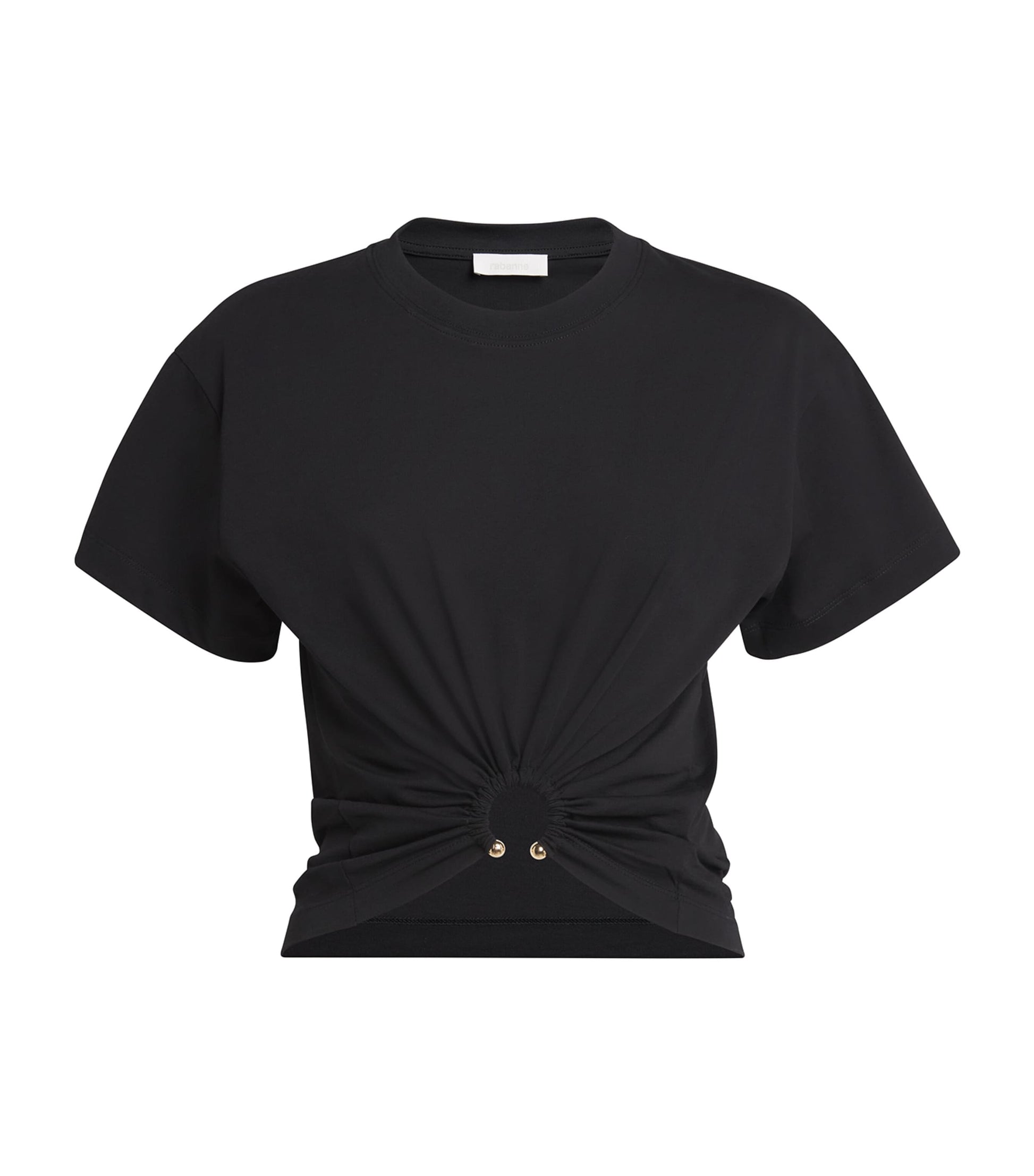 Paco Rabanne Black Jersey Ring-Gathered Crop Top