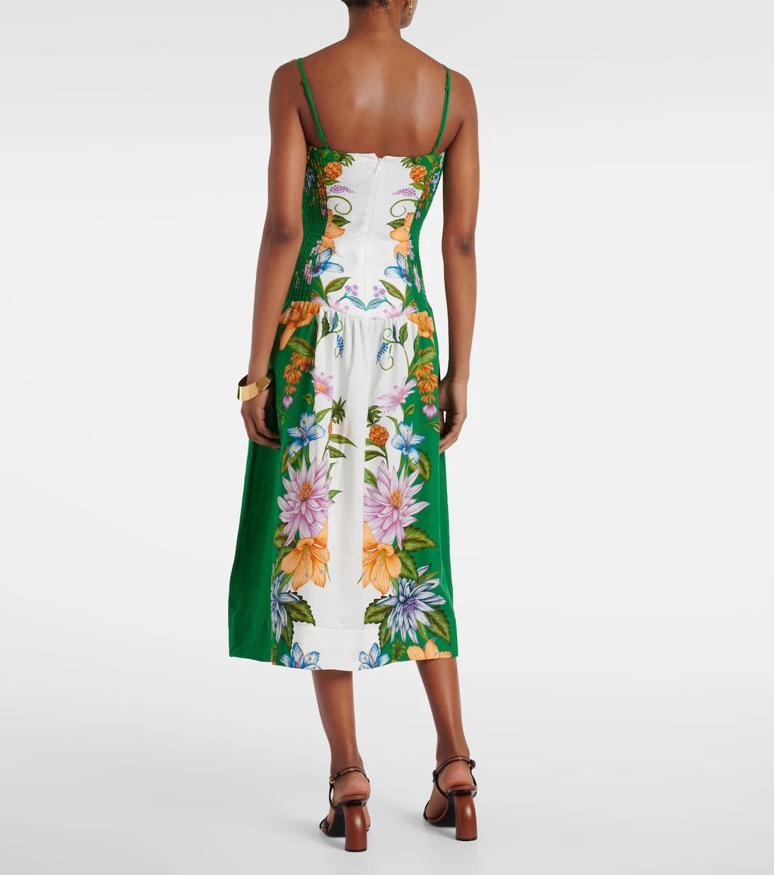 Farm Rio - Sweet Bloom linen-blend midi dress