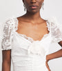Alessandra Rich White Lace Rose-Detail Maxi Dress