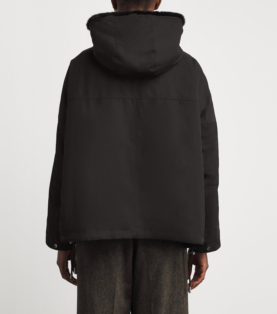 Yves Salomon Black Mink Technical Parka Jacket (64cm)