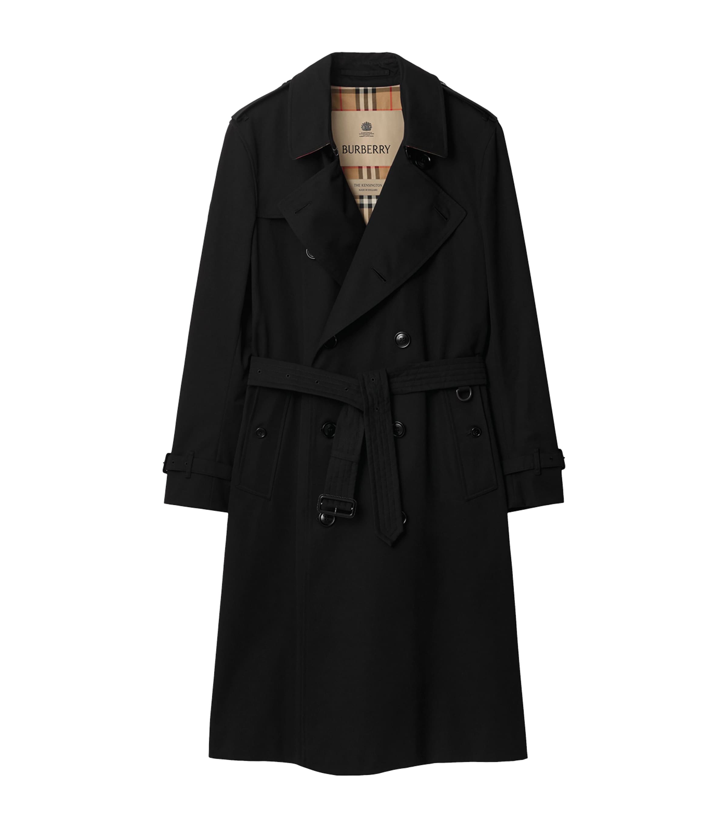 Burberry Black Long Kensington Heritage Trench Coat