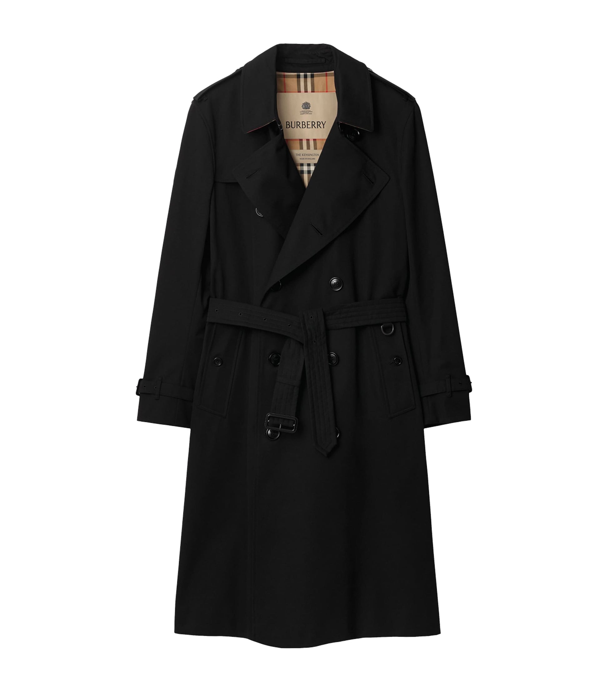 Burberry Black Long Kensington Heritage Trench Coat
