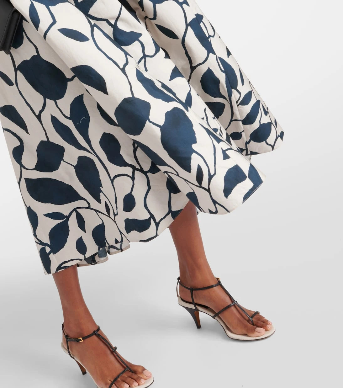 'S Max Mara - فستان متوسط الطول من قماش البوبلين القطني المطبوع