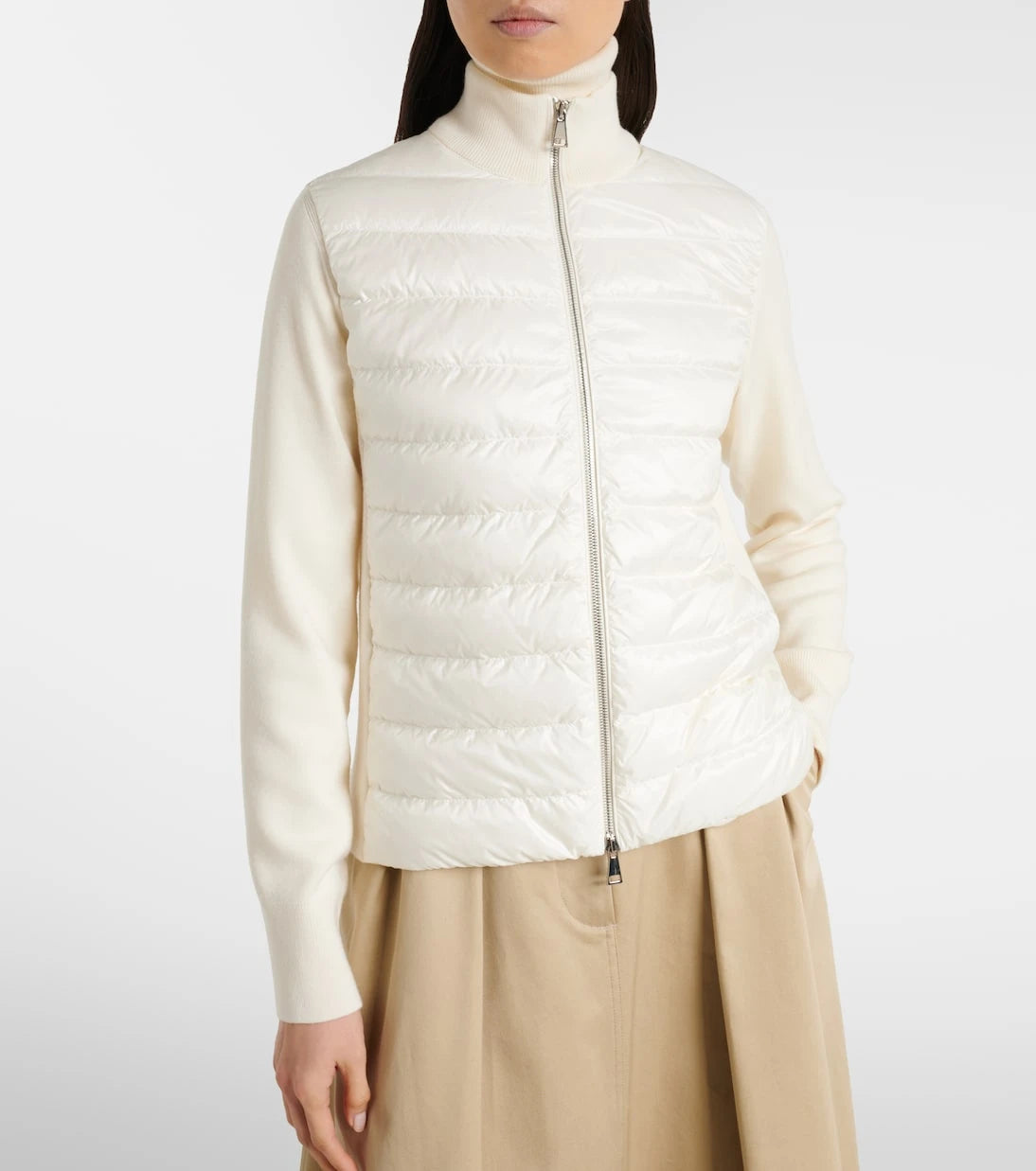 Moncler - Down-paneled virgin wool cardigan