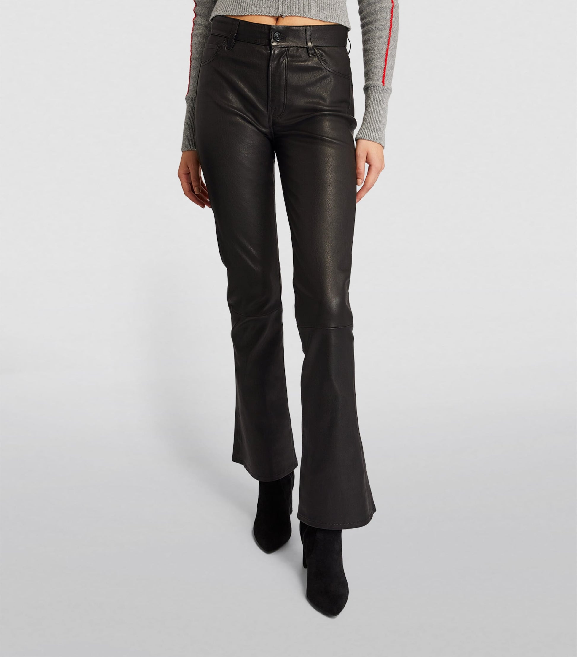 Leather Low-Rise Bootcut Jeans