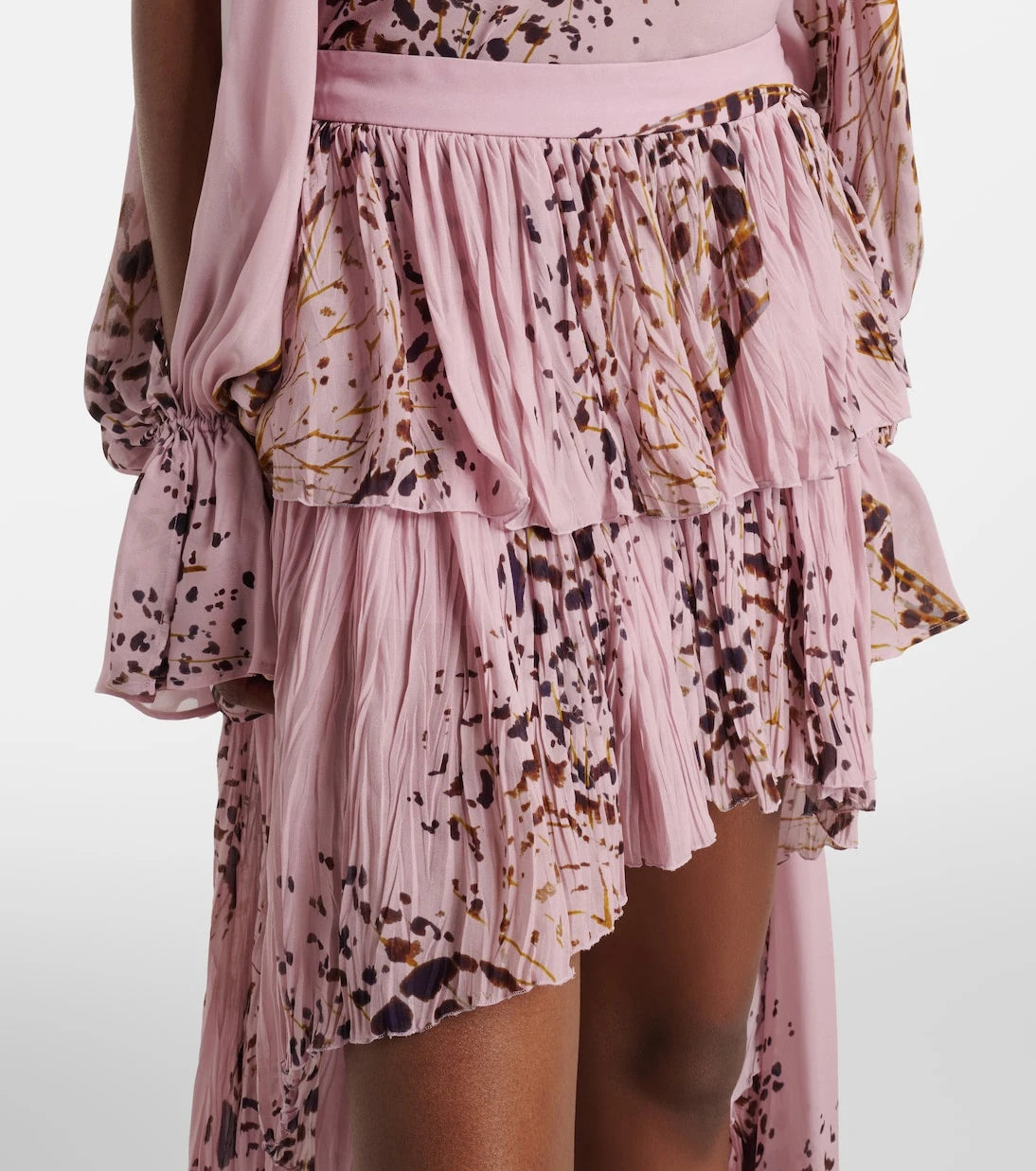 Blumarine - تنورة ماكسي غير متماثلة من الشيفون المطبوع