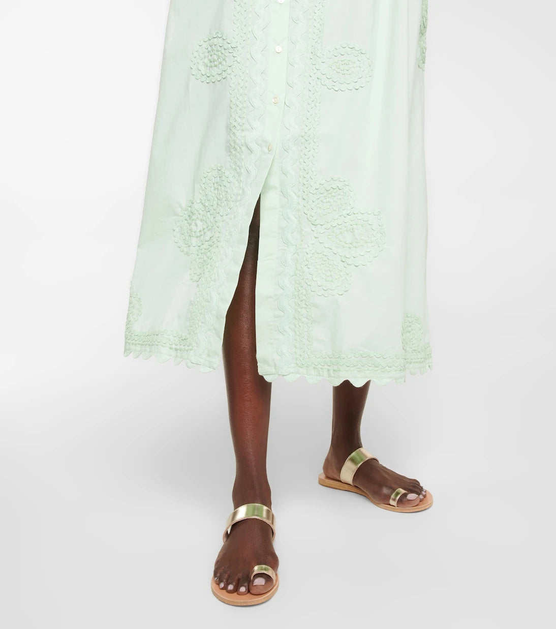 Juliet Dunn - Self-tie cotton poplin midi dress