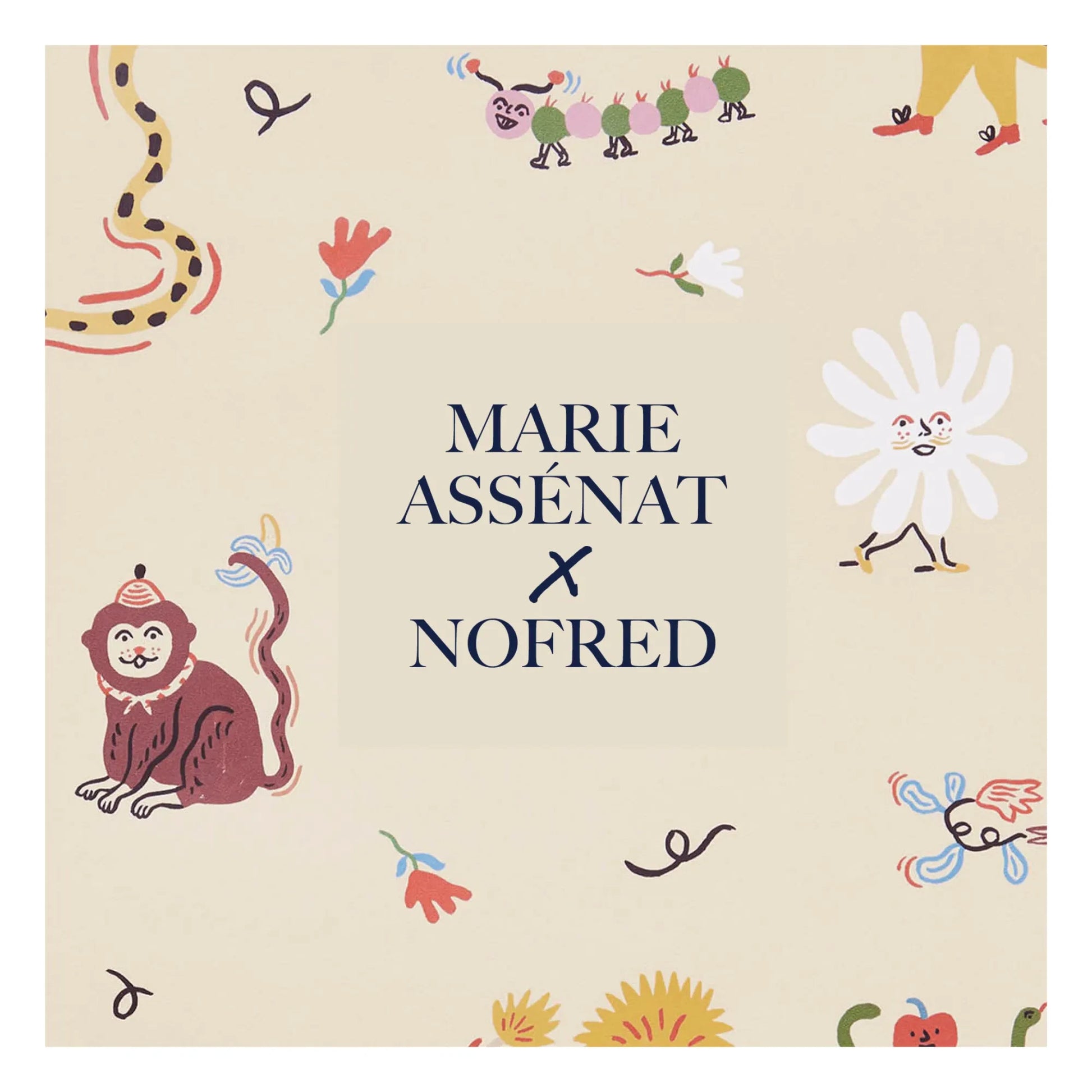 Nofred - Monkey Fun Wallpaper - Marie Assénat x Nofred | Beige