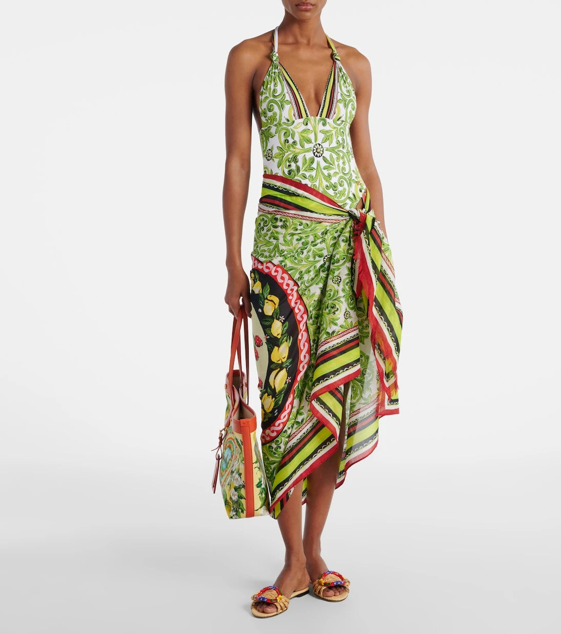 Dolce&Gabbana - Printed halterneck swimsuit