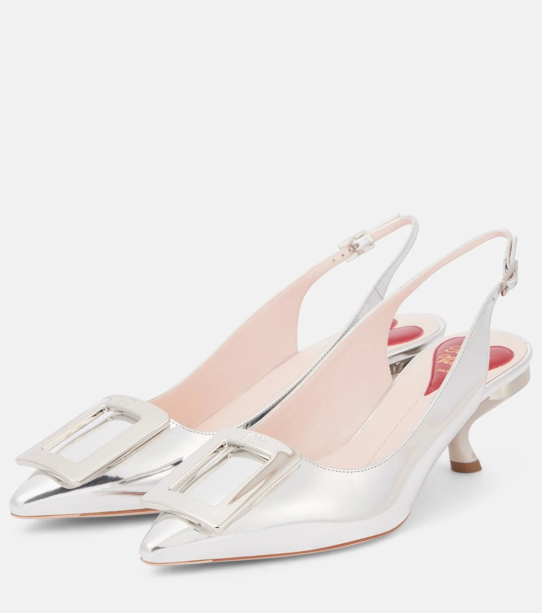 Roger Vivier - حذاء "فِرغول 55" مفتوح من الخلف من الجلد الميتاليك