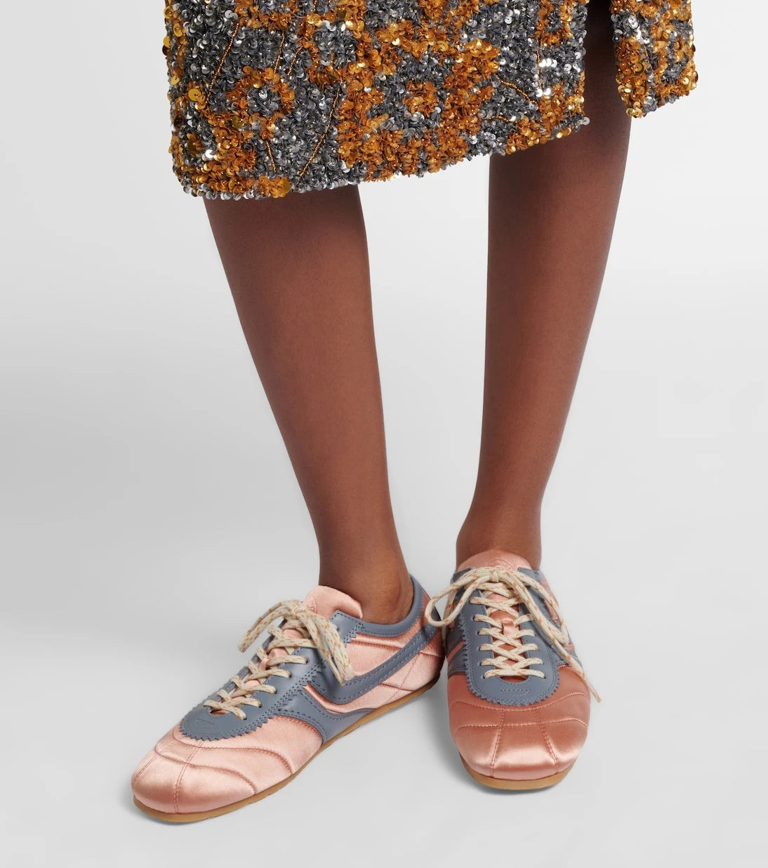 Dries Van Noten - Leather-trimmed satin sneakers