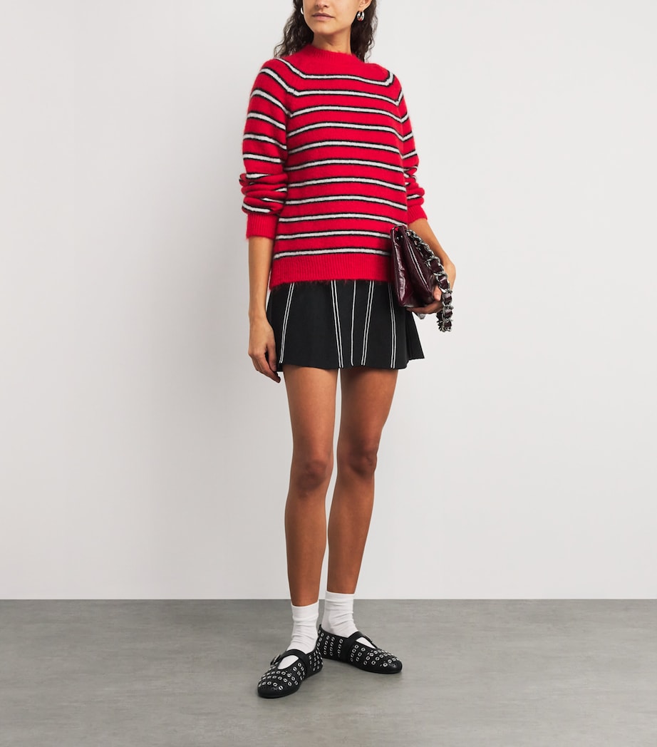 Claudie Pierlot Black Knitted Stripe Mini Dress