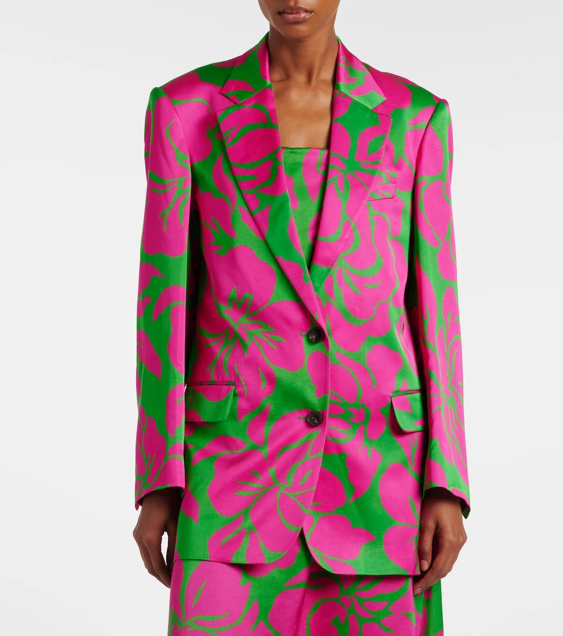 Dries Van Noten - سترة بليزر من الساتان بنقشة الزهور