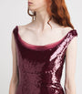 Roland Mouret Burgundy Sequin-Embellished Midi Dress
