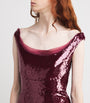 Roland Mouret Burgundy Sequin-Embellished Midi Dress