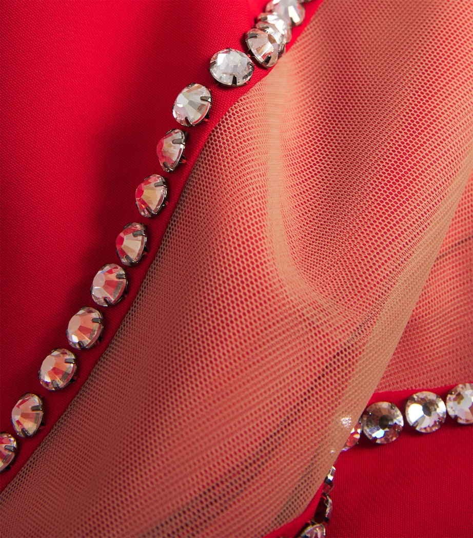 Stella McCartney Red Crepe Embellished Cape Gown